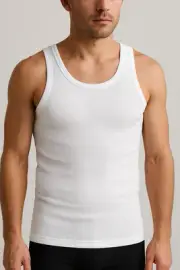 Mens Thermal Cotton Singlet Top Sleeveless Warm Underwear Base Layer in White