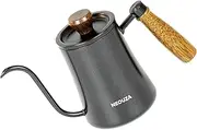 NEOUZA Pour Over Coffee Goose-Neck Kettle, 600ml, with High-Precision Thermometer | 304 Stainless Steel | Ergonomic Wooden Handle | Versatile Heating Options | Easy to Clean (Basic)