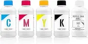 250ML*5 DTG Ink, Textile Ink One Set - Compatible with Epson DX5 DX7 XP600 5113 4720 I3200 F2100 F3070 L805 L800(BK C M Y CL)