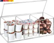 Acrylic Coffee Pod Holder with Lid for 24 Kcup, Clear Coffee Capsule Storage Org