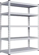 5 Tier White Storage Shelves Garage Shelving Adjustable Metal Shelving Unit for Warehouse Shelving Kitchen Shelving Garage Storae Room Living Room Shelf H150cm*W100cm* D40cm