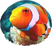 Clown Fish Shower Cap Reusable Waterproof Shower Bonnet for Women Men Elastic Band Bath Hair Hat Double Layered Washable Bath Cap for All Hairstyles, Travel-Friendly