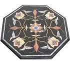 Marble 18" side end Table Top semi precious multi stone handmade floral inlay