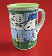 Peanuts Snoopy Woodstock HOLE IN ONE Golf Coffee Mug Cup Gibson Collectible NOS