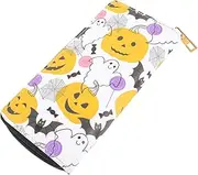 [LIFKOME] Leather Wallet for Women Halloween Pumpkin Theme Mini Purse Zipper Closure for Travel