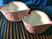 Set Of 2 ABC Distributing, Inc Heart Shaped Nesting Mixing Bowls PInk & White