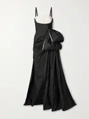 [Zuhair Murad] Zuhair Murad - Bow-embellished Draped Silk-blend Taffeta Gown - Black - FR 40 FR 40 Black