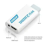 Wii to HDMI Converter Adapter with Hdmi Cable Connect Wii Console to HDMI Display in 1080p Output Video with 3.5mm Audio Supports All Wii Display Modes White