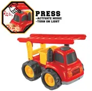 Fire truck toy Friction lights sound Toddlers kids red vehicle Rugged Racer NEW