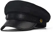 [VASANA] Black Classic Vintage Newsboy Cap Peaked Beret Chauffeur Hat Taxi Driver Costumes Captain Sailor