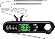 Digital Meat Thermometer for Cooking Battery Powered Dual Probes 2-3s Insta Read Meat Thermometer with Magnet Alarm and Bottle Opener Digital Display Cooking Thermometer for Oven BBQ Kitchen or