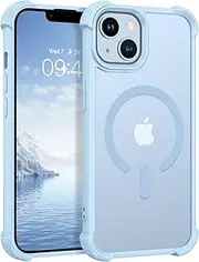 BENTOBEN for iPhone 13 Case/iPhone 14 Case, Stylish Magnetic Ring Aesthetic Phone Cases Compatible with Magsafe [Drop-Safe Airbags] Slim Matte Rugged Shockproof Cover for iPhone 13/14 6.1 Inch, Blue