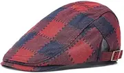 [Ztexkee] Men Newsboy Cap Vintage Plaid Berets Hat Flat Cap Cabbie Hat Fall Sun Visor Cap Newsboy Hats for Men Women