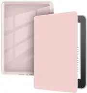 Reelau Case Compatible with 2021 Kindle Paperwhite 6.8 inch 11th Generation, Clear Acrylic +Leather Kindle Case 6.8" for Kindle Paperwhite 2021 11th Gen [Transparent] [Auto Wake Up/Sleeping] (Pink)