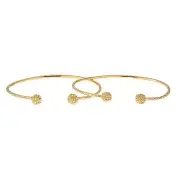 Solid .925 Silver Disco Ball Ends West Indian Bangles Plated w. 14K Gold (pair)