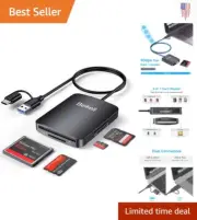 SD Card Reader - 4 in 1 USB&USB C - High Speed Rapid Transfer - Plug & Play