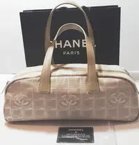 在飛比找Yahoo!奇摩拍賣優惠-Chanel 香奈兒 皮包 皮革Logo緹花布 手提袋 肩背