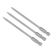Ball End Hex Head Drill Bit H2.5 Head 4" L 1/4" Shank Steel Screwdriver Bit 3Pcs