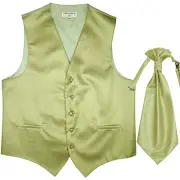 New men tuxedo vest waistcoat & ascot horizontal stripes prom sage green formal