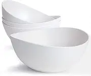 ECOHAGOU 9.6'' Serving Bowls, 84oz Bamboo Fiber Salad Bowl Set of 4, Deep Serving Bowls Set, Large Oval Individual Bowls for Eating Salad/Pasta/Cereal/Pho, Ideal for Home & Restaurant (Matte White)