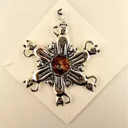 Silver Cat Frame Snowflake Christmas Ornament