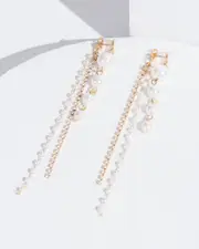 Pearl And Crystal Drop Earrings