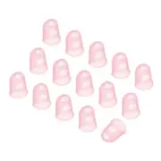 Pink Silicone Finger Tips Protectors Breathable Caps, XL, 15 Pcs