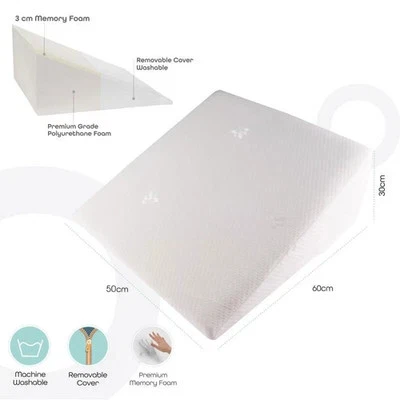 Wedge Bed Pillow Helps with Sleep & Acid Reflux Elevated Supportive Cushion
