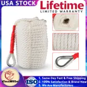3/8 Inch 200 FT Twisted Three Strand Nylon Boat Dock Line Anchor Line W/ Thimble
