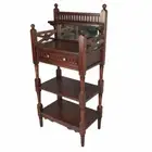 Solid Mahogany Wood Cheveret Hall Table with Drawer, Shelf and Mirror Antique