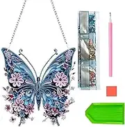 MYTOAU Hanging Diamonds Painting Pendant Kit,Diamond Art Kit,Diamond Art Kits for Adults, 9.25x9.27inch DIY Animal Gem Painting Board Art Kit Ornament, Special Crystal Diamond(Butterfly)