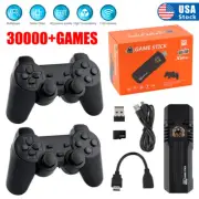 HDMI 4K TV Game Stick Consoles with 64GB 30000+ Retro Games + 2 Wireless Gamepad
