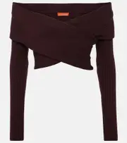 [Altuzarra] Altuzarra Virginie cropped off-shoulder sweater AU 8 burgundy