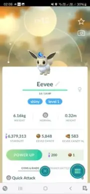Shiny Eevee ( Moon Crown ) ( Level 1 ) Pokemon Trade Go