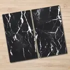 2x Glass Chopping Board stove top hob cover Worktop Saver art black marble
