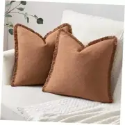 Pack of 2 Pillow Covers Ramie Linen Throw Pillow 24" x 24" (Pack of 2) Brick