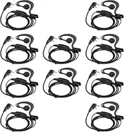 Case of 10,Retevis Two Way Radio Earpiece with Mic Single Wire Earhook Headset for Baofeng BF-888S UV-5R Retevis H-777 RT22 Arcshell AR-5 Walkie Talkies