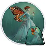 Butterfly Elf Woman Cool Fantasy Monarch Round Beach Towel