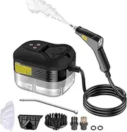 Handheld Steam Cleaner, Multi-Surface Pressurized Steam Cleaner with 6pcs Accessories, Chemical Free Multi-Purpose Steam Cleaners, Steamer for Cleaning Dirt, Grease, Grout, Tile, Floor (Black A)