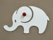 White Elephant Kids Cartoon Silhouette - Wall Hook / Coat Hook / Key Hanger