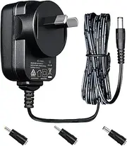 5V 2A 10W 1.5M Long Power Supply Adapter, AC DC Switching (Input 100-240V, Output 5Volt 2Amp 2000mA), Wall Mount Transformer Plug With 3 Interchangeable Jacks, SAA Certified