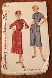 VINTAGE SIMPLICITY PATTERN 3312 TEEN DRESS UNCUT FF