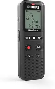 Philips VoiceTracer DVT1160 Audio Recorder Voice Activation Function Mono WAV/ADPCM 8GB One Touch Operation USB PC Port Black