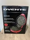 Ovente Electric Mini Waffle Maker, Round Waffles Non-Stick Plates, Red WM215R!