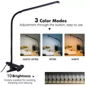 LED Table Reading Book Lamp Bed Light Dimmable Flexible USB Clip-On Desk Lamp