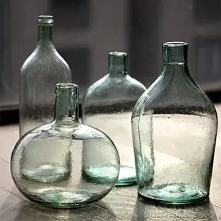 掬涵 玻璃花瓶落地臺面藝術玻璃器皿軟裝飾美式粗放手工