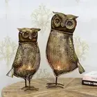 Metal Tea Light Holder for Home Decor OWL Pair ( Large 7X3X13, Small 5X2X10 In )
