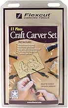 Flexcut Carving Tools 11-Piece Craft Carver Set SK107 | 10 High Carbon Steel Carving Blades and Interchangeable ABS Handle Included
