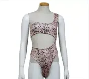 Nasty Gal Womens One Shoulder Swimsuit Size 2 New Dalmation Cut Out