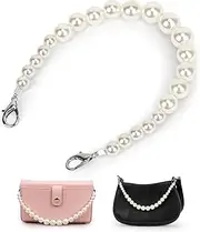 Classycoo Pearl Purse Chain Bag Decoration Chain with Metal Buckle, Silver